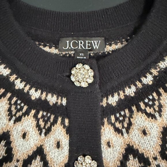 J.Crew Cashmere Fair Isle Cardigan Sweater Jewel Buttons XS - Picture 7 of 12